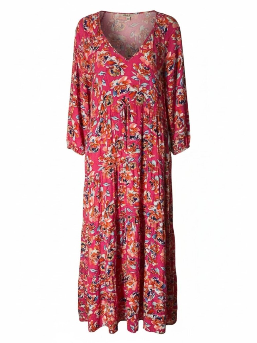 The Pioneer Woman XXXXL Cottagecore Tiered Maxi Dress Rayon Pink Floral Boho NEW - Picture 2 of 13
